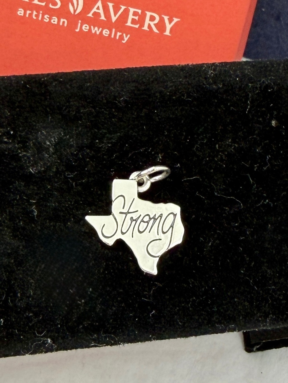JAMES AVERY Sterling Silver Texas “STRONG" Charm Pendant; RETIRED